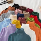 Женский базовый свитер-водолазка Zohoha, облегающий вязаный пуловер, мягкий теплый джемпер, 23 Цвета, Осень-зима 2021