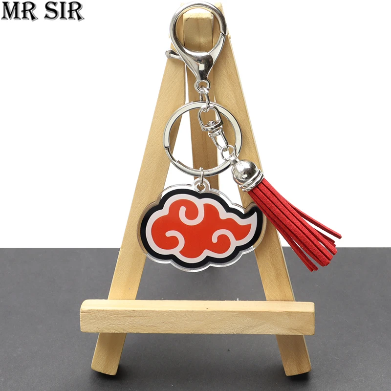 Аниме акриловые цепочки для ключей нарутос брелок Учиха Саске красное облако