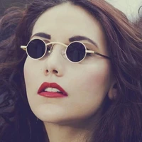 vintage unisex steam punk round sunglasses women fashion brand trend retro narrow small metal sun glasses uv400