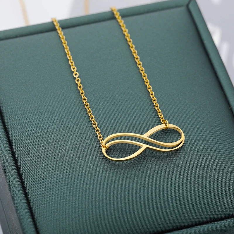 

Minimalist Infinity Necklace For Women Stainless Steel Gold Hollow Pendant Collar Necklaces Couple Promise Wedding Jewelry Gift