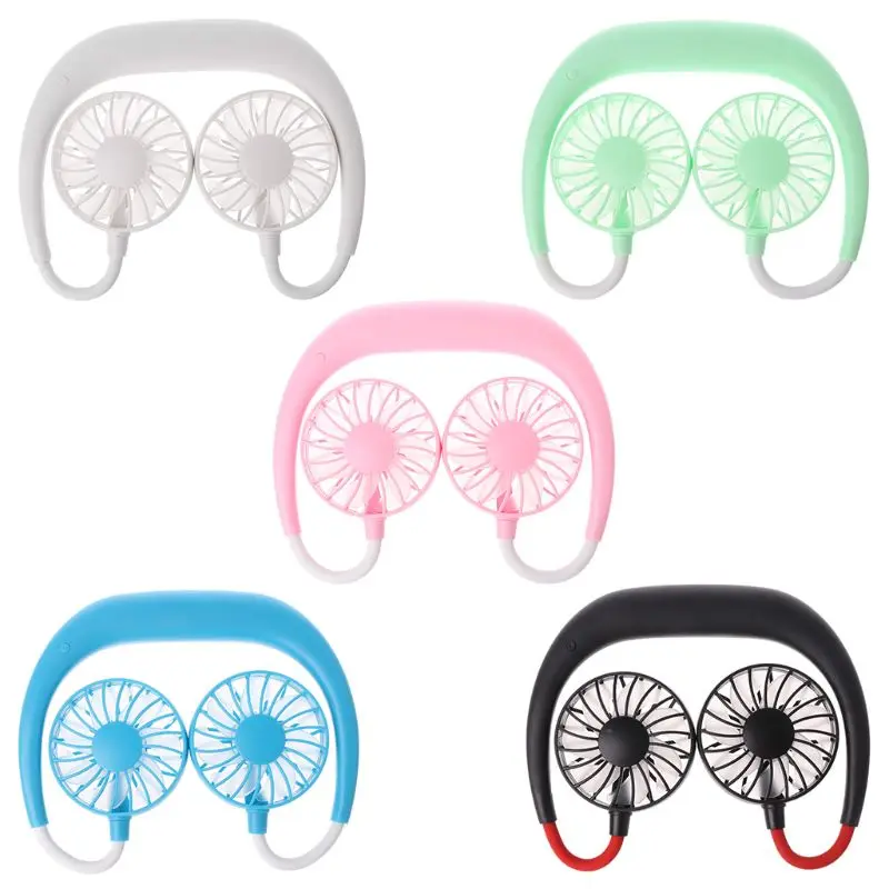 Портативный переносной кулер с шейным ободом вентилятор двойной головкой для