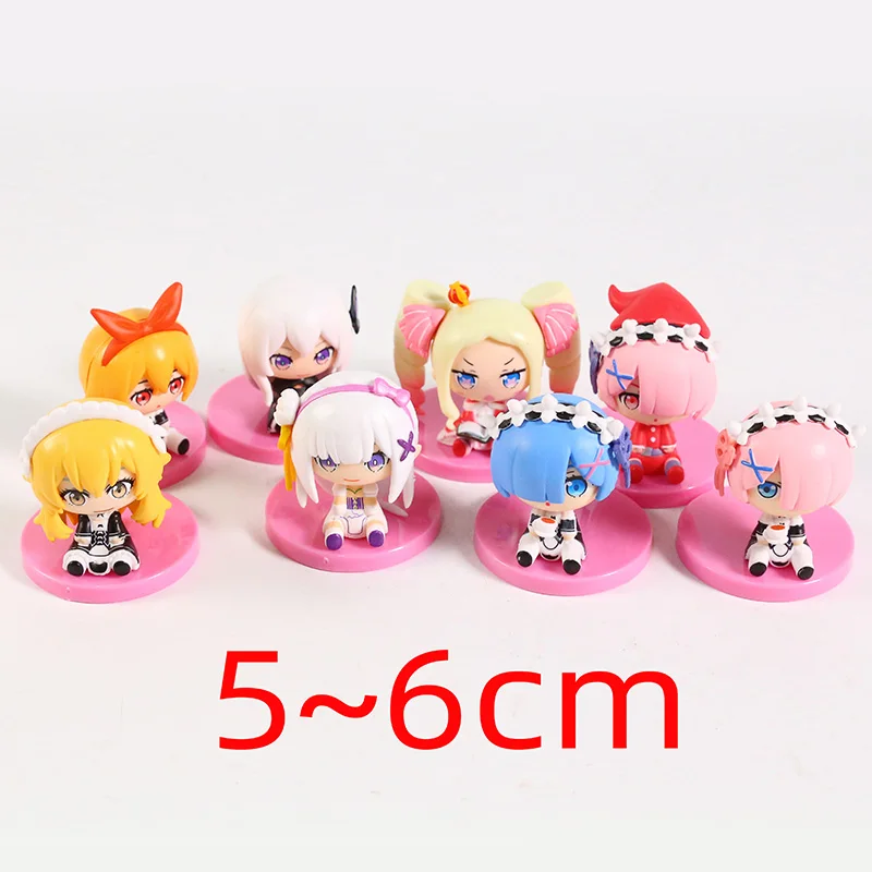 

Re Zero Q Version Figures Rem Ram Emilia Beatrice Frederica Baumann 8pcs/set 5cm