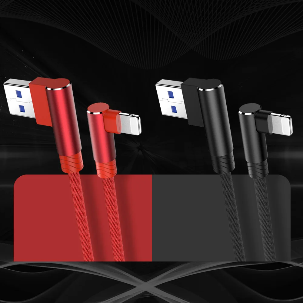 USB кабель для быстрой зарядки с углом 90 градусов iPhone 6 6s 7 8 Plus X XR Xs 11 12 Pro Max SE 2 iPad