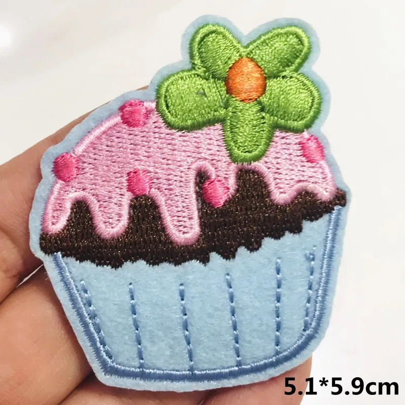 1 шт. нашивки с вышивкой пирожных для футболок аппликации в полоску одежда