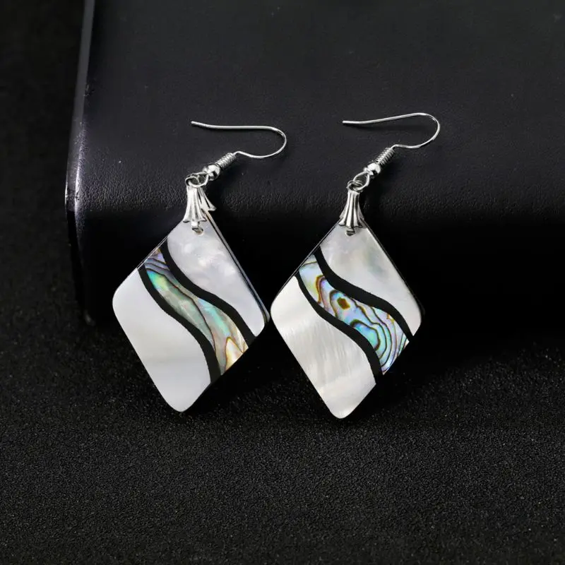 Серьги морские ушки геометрический кулон в виде ракушки Висячие квадратные