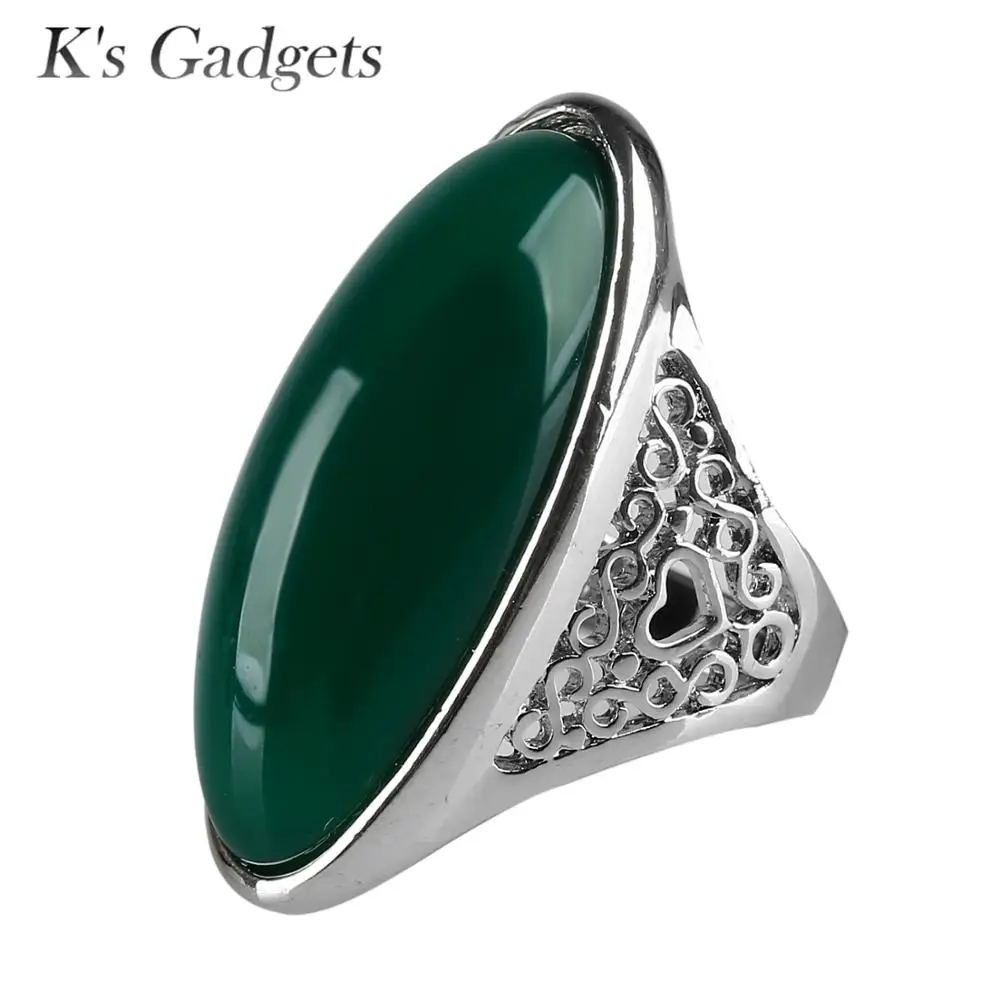 K's Gadgets модный полый дизайн серебряный цвет черный и зеленый полудрагоценный камень большого размера кольца для женщин и мужчин