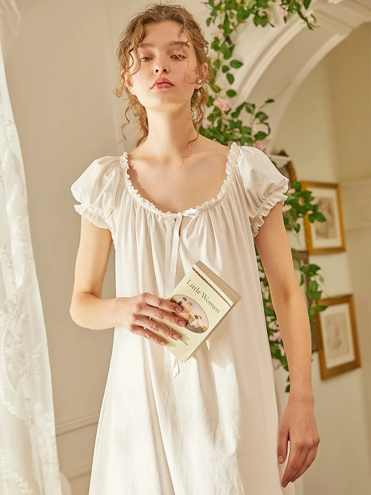 Женская ночная рубашка с коротким рукавом летняя мягкая хлопчатобумажная