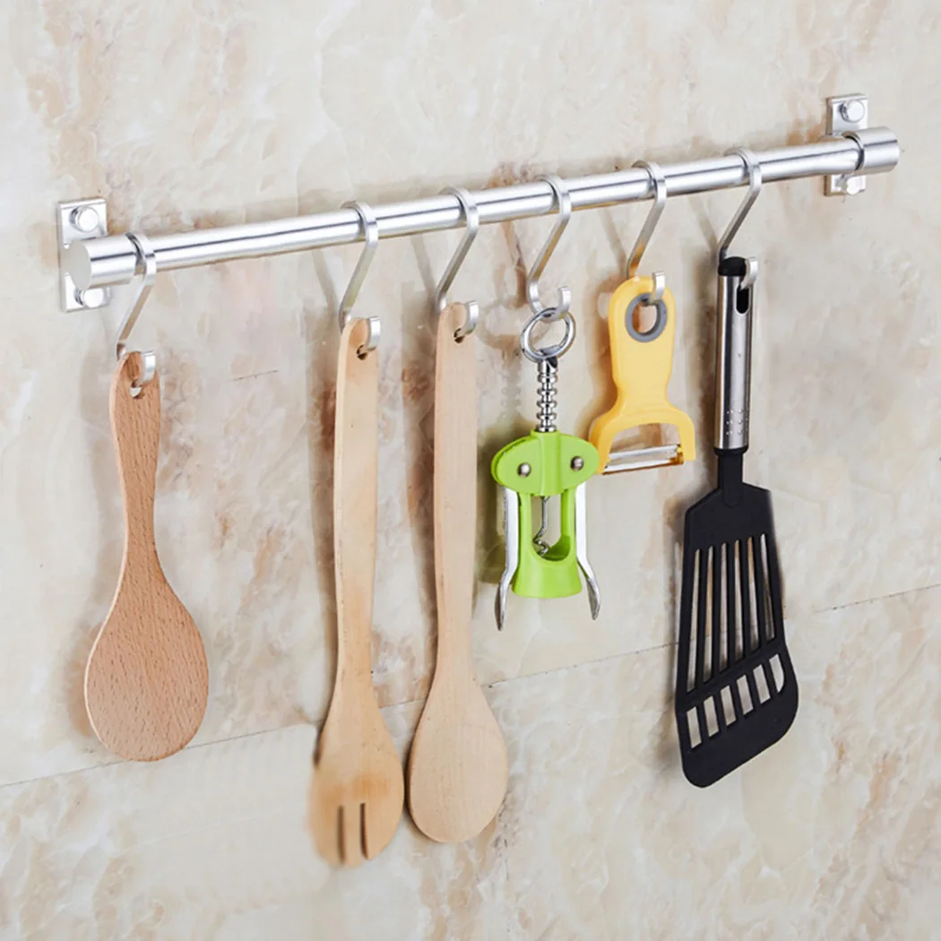 

Silver Kitchen Rail Rack Rustless Hanging rack Wall mounted Kitchen utensil