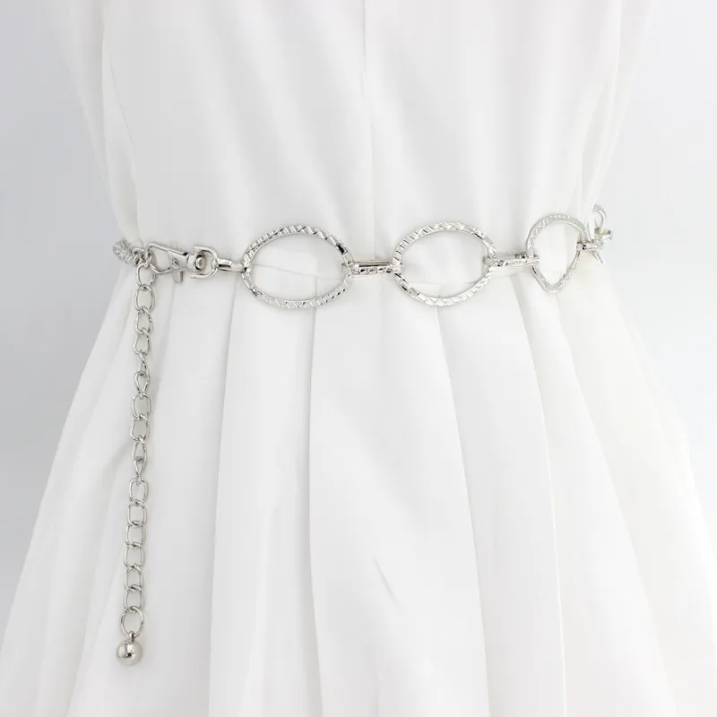 

Fashion Girls Metal Waist Chain for Women Gold Plated Belt Decoration for Dresses Accessories String Belts Circle Metal