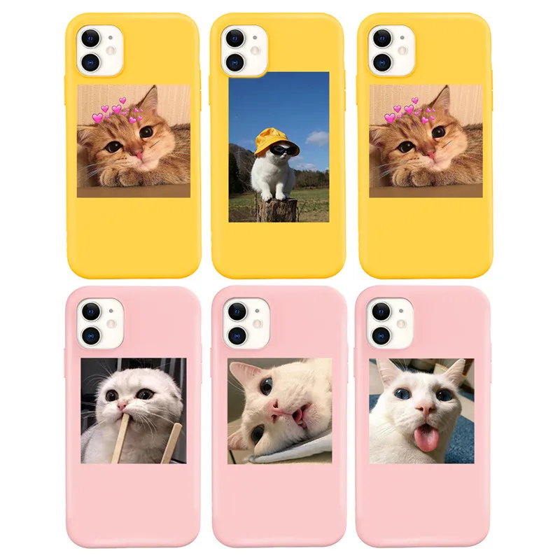 

moskado Cartoon Cat Pattern Soft Silicone Phone Cover For iPhone 12 Mini 11 Pro Max X XR XS Max 7 8 7Plus Shockproof Phone Cases