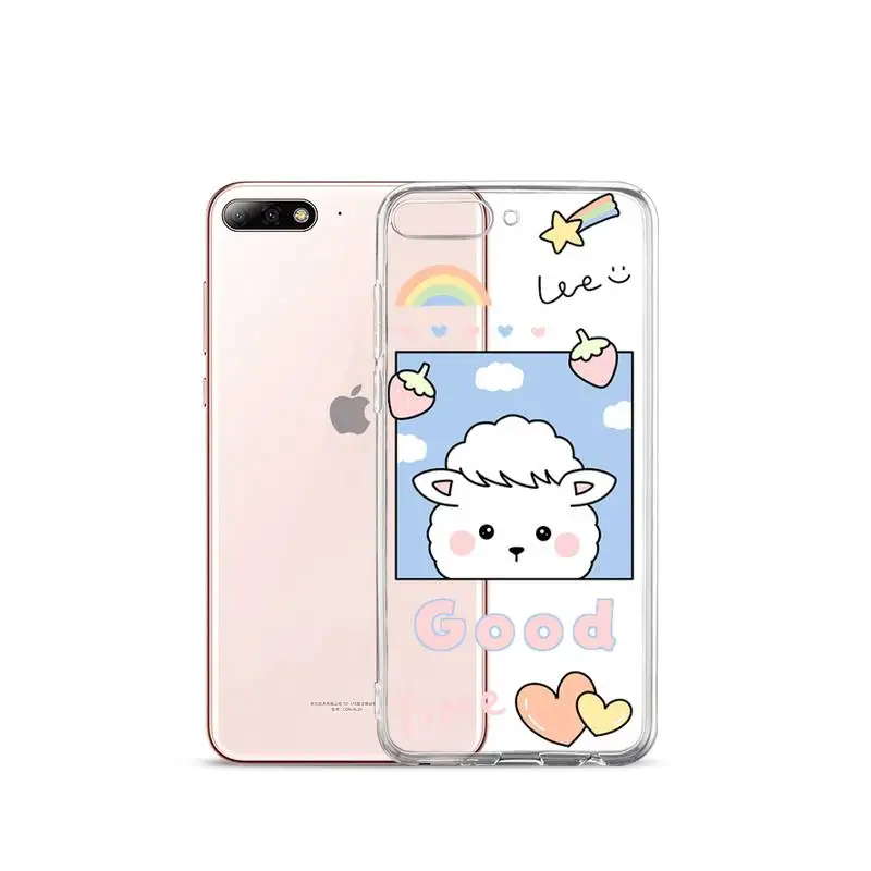 

Cute bear rabbit flower dinosaur Phone Case Transparent for iPhone Samsung A S 11 12 6 7 8 9 10 20 Pro X XS Max XR Plus lite