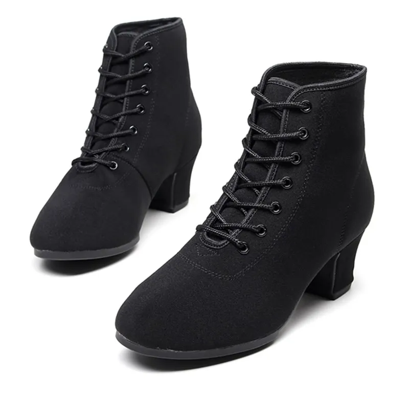 SUN LISA Women's Lady's Girl's Oxford Chunky Heel Split Sole Dance Boots Jazz Shoes Ballroom Modern Latin Dance Shoes