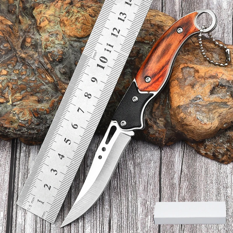 

Wooden handle Folding Knife Outdoor Self-Defense Knife High Hardness Folding Knife Camping Survival Knife EDC MultifunctionKnife