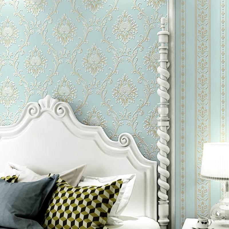 Beibehang Роскошная Европейская тисненная Дамасская настенная бумага для гостиной 3d