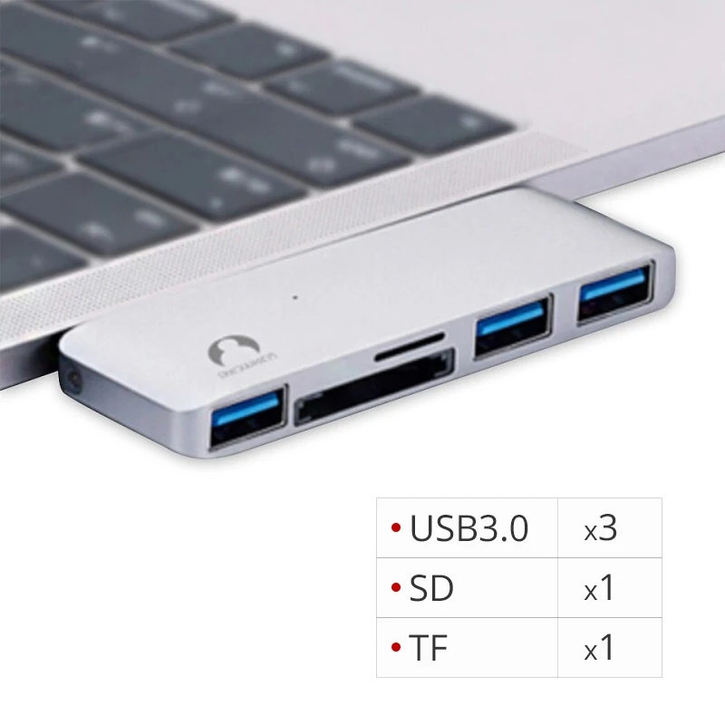 Snowkids USB C концентратор Тип C до USB3.0 SD TF кардридер разветвитель док-станция для ноутбука MacBook hp Dell samsung Asus ZenBook huawei Mi - Цвет: Silver 3USB SD TF