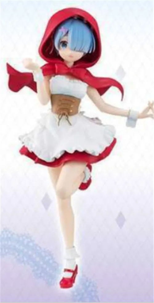 Blue opp bag Re: Zero Hajimeru Isekai Seikatsu Rem/Ram Red Hood Ver. ПВХ кукла Фигурка Коллекционная Фигурка модель игрушка подарок - Цвет: Blue opp bag