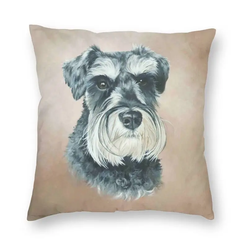 

Миниатюрный чехол для подушки с изображением собаки шнауцера, собаки, любимого животного, бархатный чехол для дивана, щенка, пасхальное искусство