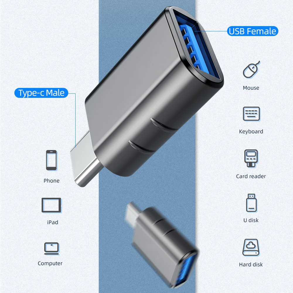 

Type C USB OTG Adapter USB 3.0 To USB C Male Converter For Samsung S20 USB-C Female Connector for Xiaomi mi 9 10