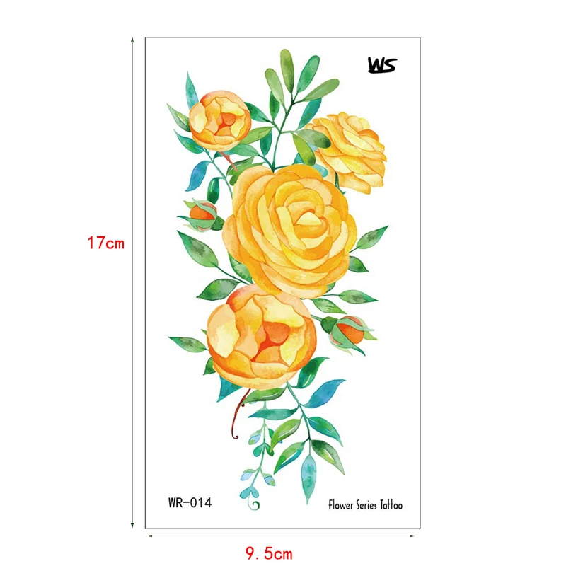 Акварельная Татуировка-наклейка желтая роза дизайн солнечный стиль водостойкая