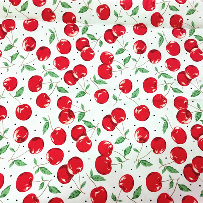 140X50cm хлопчатобумажных тканей на метр Хлопковое платье с вишневым принтом Ткань