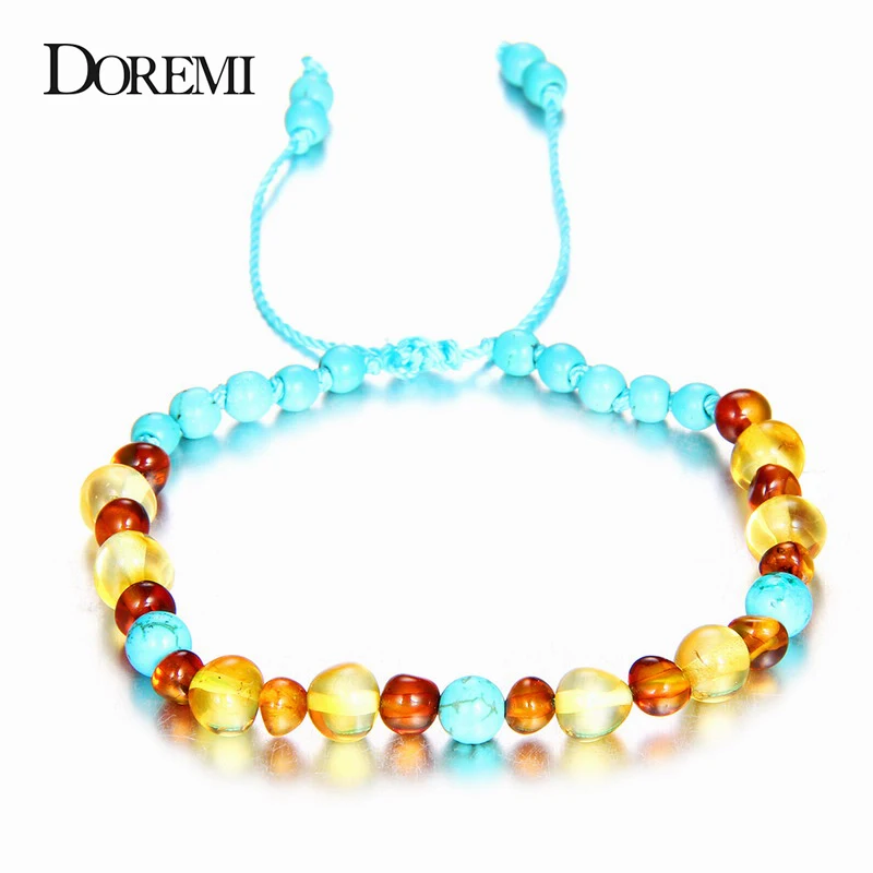 DOREMI 9 новые натуральные янтарные браслеты для маленьких женщин турквиозная аметистовая прядь Балтики янтарный браслет из бисера ручной работы детские ювелирные изделия