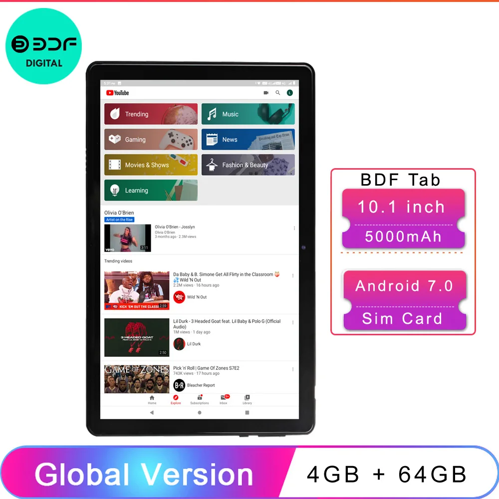 Планшет bdf 4 + 64 ГБ 10 1 &quot Android 7 0 Wi Fi GPS FM Bluetooth|tablet pc|quad core tablet pctablet pc android |