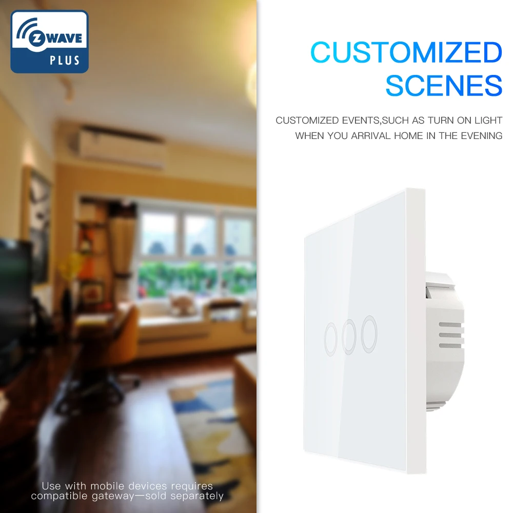 НЕО Coolcam nas-sc01z Z-Wave плюс настенный выключатель света 2ch банды домашней автоматизации Z волна Беспроводной Умные ПДУ выключатель света