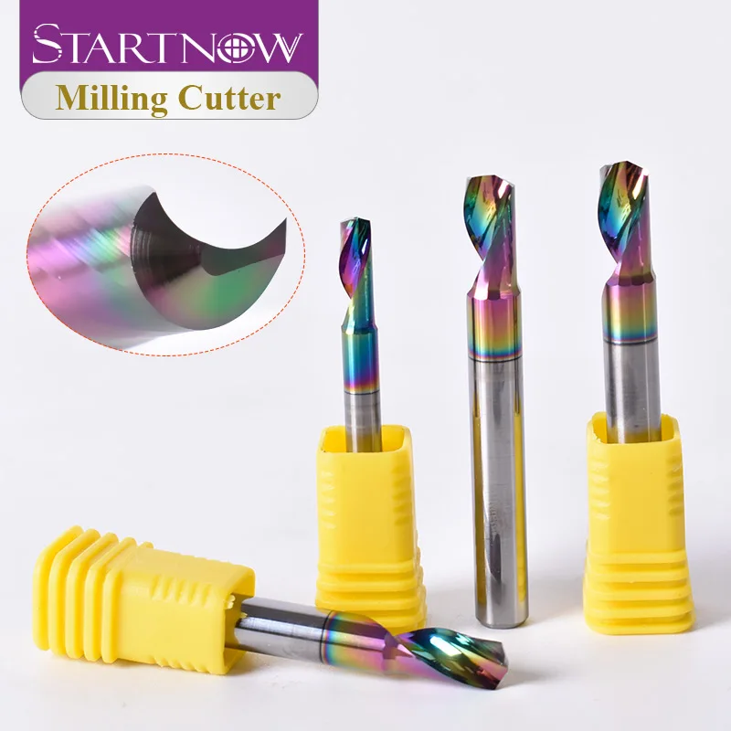 Startnow 5Pcs/Lot DLC Coating Milling Cutters For Aluminium One Flute Spiral Bits End Mill Engraving CNC Router Bit | Инструменты