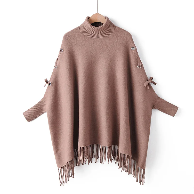 Повседневный женский свитер пончо размера плюс Осень зима 2019 Модные свободные