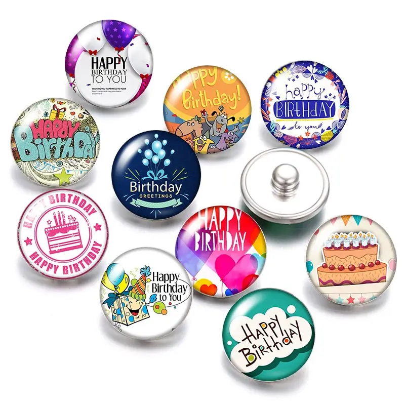 С Днем Рождения Торт 18 мм кнопки 10 шт. круглые фото кабошоны разрисованные