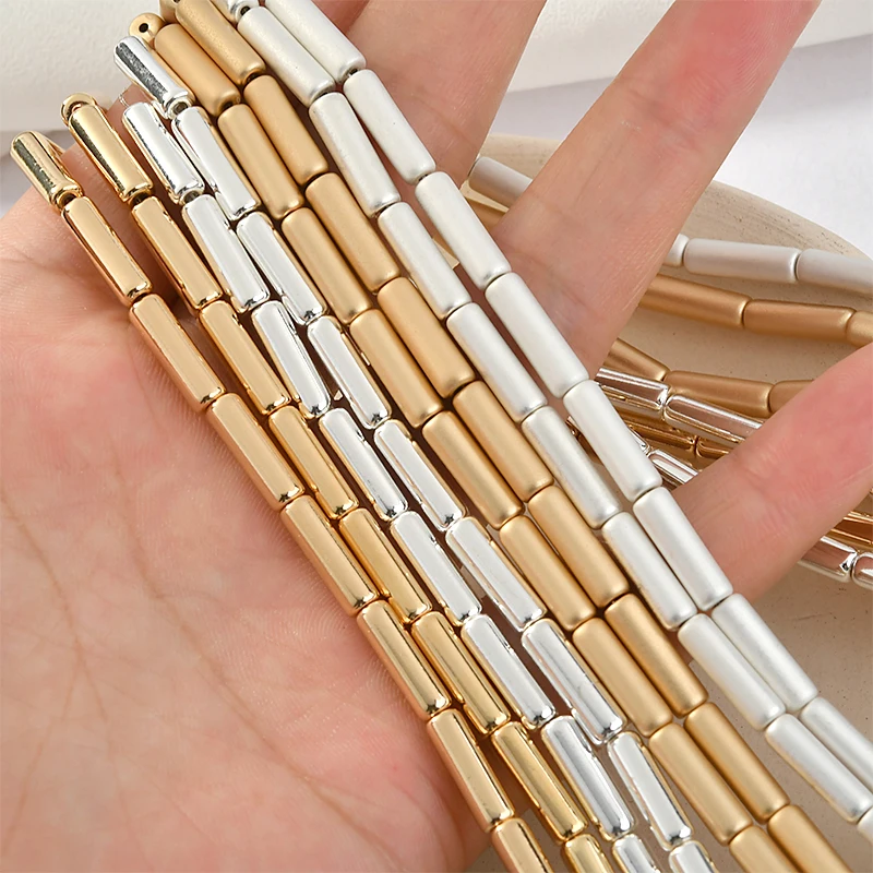 Круглые гематитные длинные прямые трубчатые бусины 4*13 мм сделай сам для