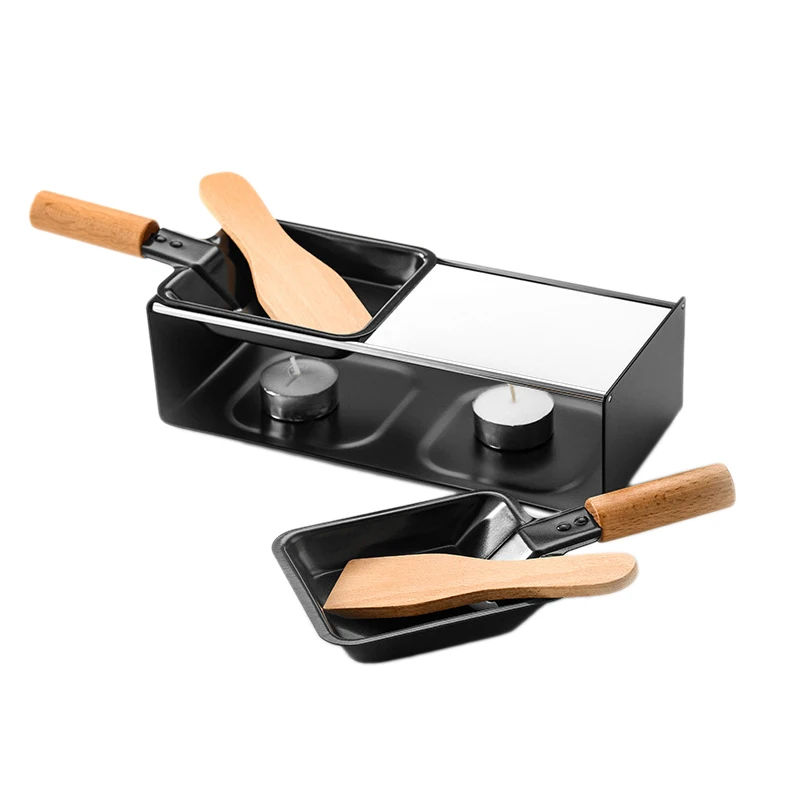 Черная Железная металлическая антипригарная тарелка для гриля сыра Raclette с