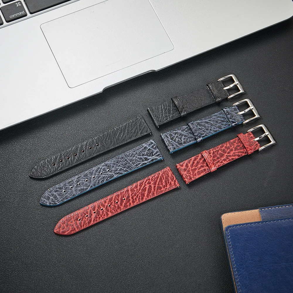 Crackle Leather Watch Strap 18mm 20mm 22mm Vintage Watchband Blue Red Black Watch Wristband Quick Release Strap
