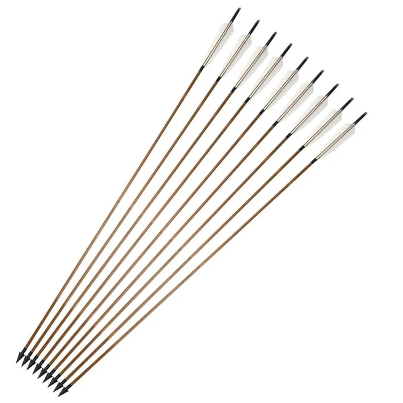 6pcs 32inch Archery Bamboo Arrows 8mm Hunting Arrow With 5" Turkey Feather For Bow Outdoor Shooting Accessories | Спорт и