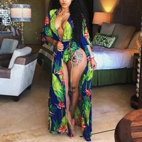 leaf printed beach wear swimming suit for women 2021 summer two piece set bathing suit sexy swimwear with cover up set