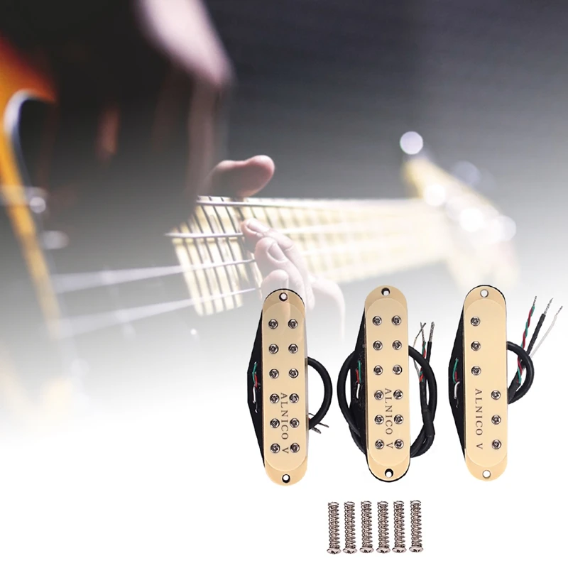 

3Pcs Alnico V Single-Coil-Sized Humbuckers Neck/Middle/Bridge Pickups for Stratocaster Electric Guitar Replacement