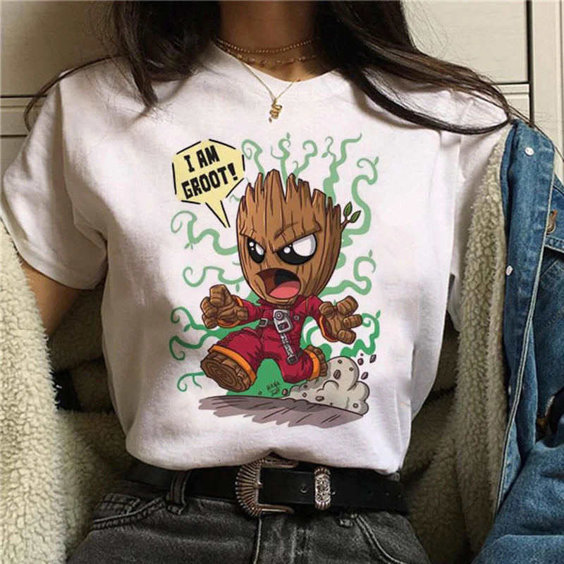 Новинка 2020The футболка милый топ с принтом Bady Groot топы для женщин забавная мода Vogue
