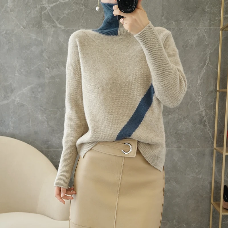 adohon 2020 woman winter 100% Cashmere sweaters autumn knitted Pullovers High Quality Warm Female thickening Turtleneck