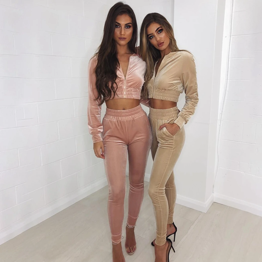 Женская зимняя мода 2019 сохраняющая тепло Спортивная бархатная одежда для