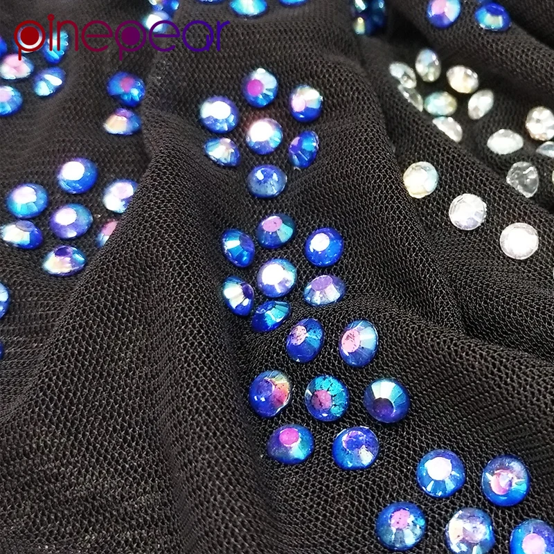 

PinePear Luxury Colorful Diamond Night Club Party Dress Women Halter Backless See Through Sexy Mesh Bodycon Mini Dress Wholesale