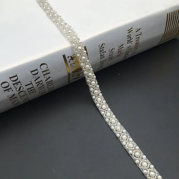 White Diy тяжелые ногти на руках бусина аксессуары для одежды аксессуары для ногтей бусина штрих-код жемчужные бусины кружева 1 ярд 90 см - Цвет: White