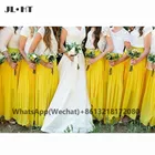В африканском стиле 2021 желтые платья подружек невесты кружевной гофрированный шифон черного цвета для девочек Свадебная вечеринка, платье подружки невесты, платье для женщин