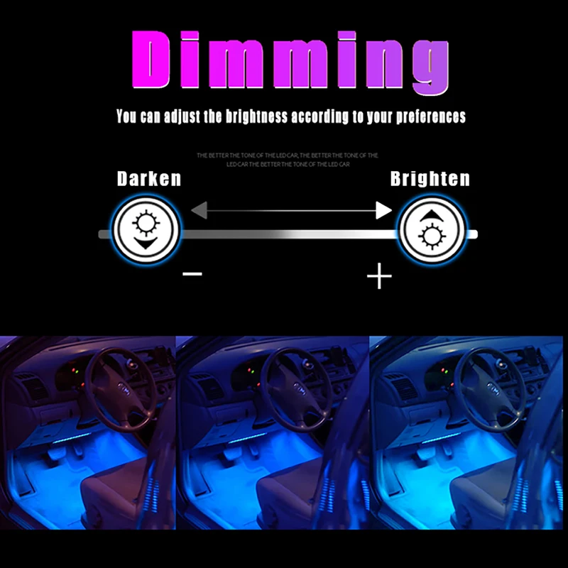 Декоративные светодиодные ленты RGB для салона автомобиля с USB беспроводной