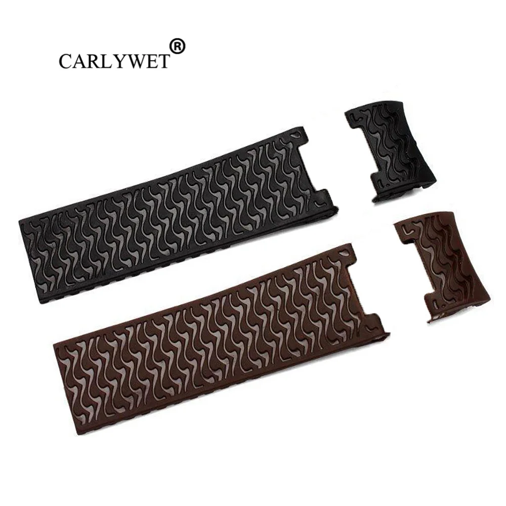 CARLYWET 22mm Top Quality Luxury Brown Waterproof Silicone Rubber Replacement Wrist Watch Band Strap Belt For Ulysse Nardin