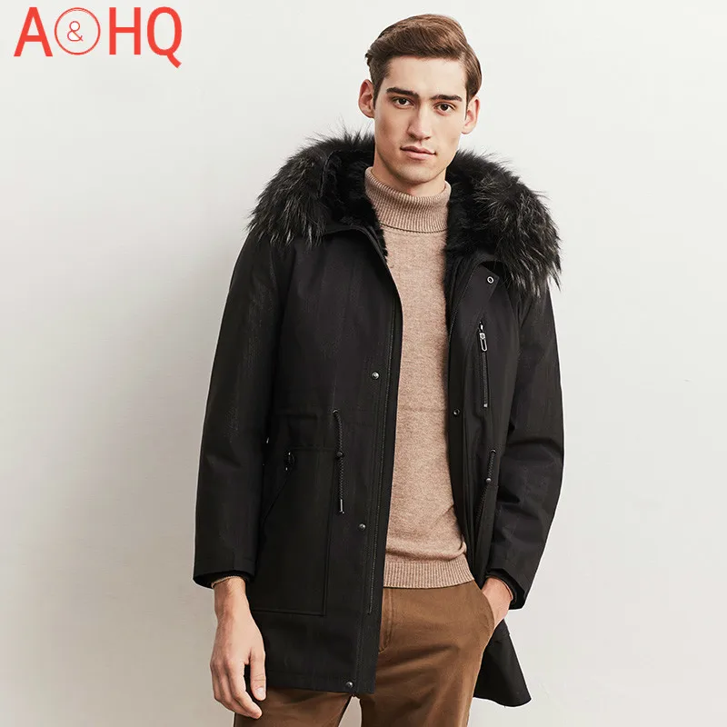 

Man Parka Winter Jacket Mens Real Mink Fur Collar Jackets for Men Casual Coat Warm Hooded Parkas Hommes Veste LXR1046