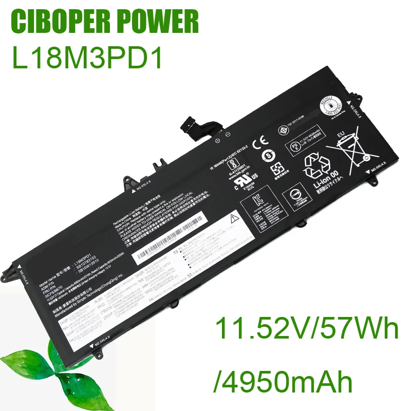 CP Аккумулятор для ноутбука L18M3PD1 11,52 в/57Wh/4950 мАч для T490s T495S T14S L18L3PD1 L18M3PD2 L18C3PD2 02DL013 02DL014 02DL015 02DL016