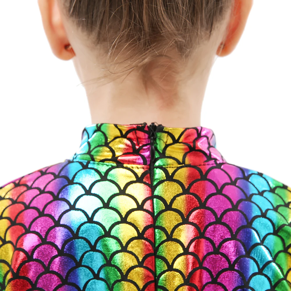 Радужная блестящая искусственная кожа одежда русалки костюм для косплея