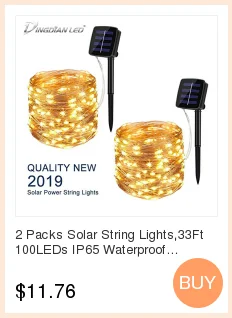 2 Packs Solar String Lights,33Ft 100LEDs IP65 Waterproof Decorative Copper Wire String Lights for Party,Garden,Wedding,Christmas