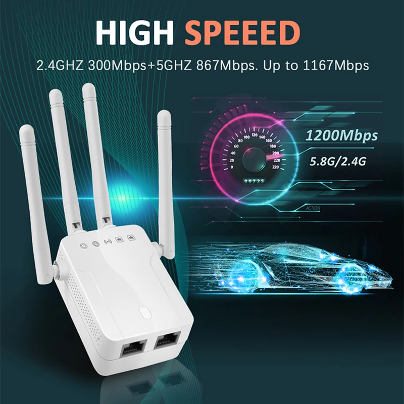 

5G WiFi Repeater Wifi Amplifier Signal Wifi Extender Network Wifi Amplifier 1200Mbps 5Ghz Long Range Wireless Wifi Repeater