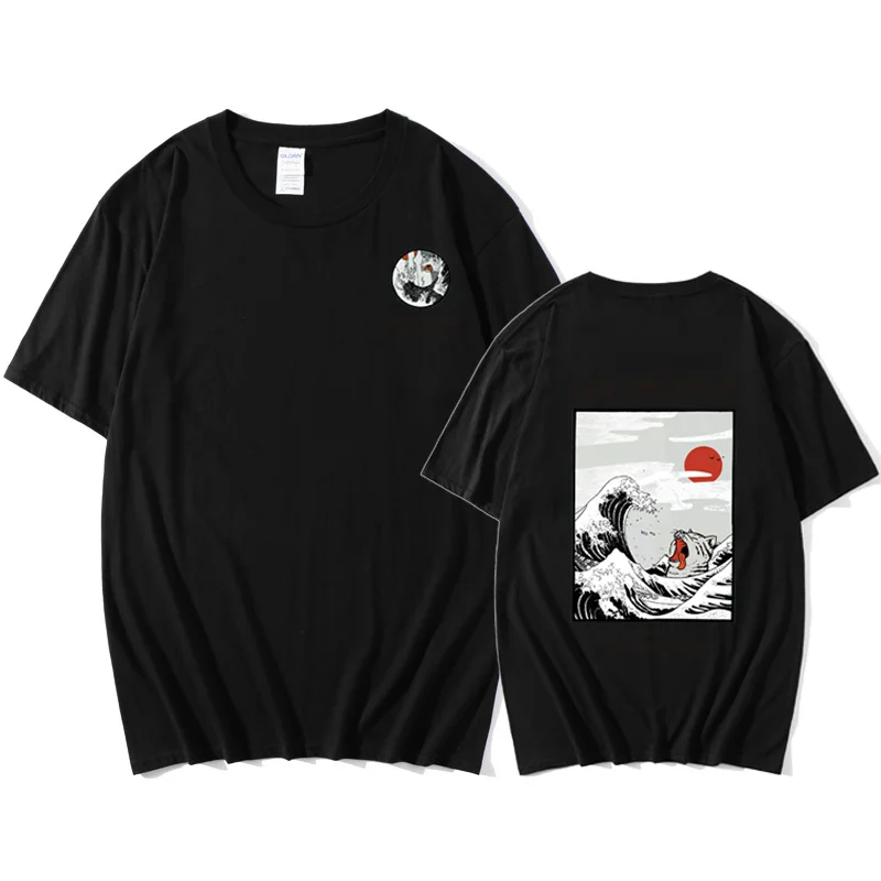 RetroWaveEurope и America аниме футболка Harajuku уличная хлопковая Camisetas Hombre Мужская забавная